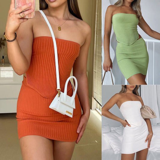 Womens Suit Sexy Summer Two Piece Outfits Crop Tops Bodycon Skirt Sets