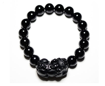 Natural pure black gold black obsidian bracelet men's women's section beads beads bracelets couple hand jewelry