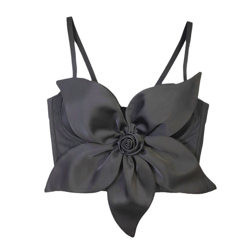 Three-dimensional Bow Big Flower Fishbone Bra Outer Wear Carnival Women's Exaggerated Top