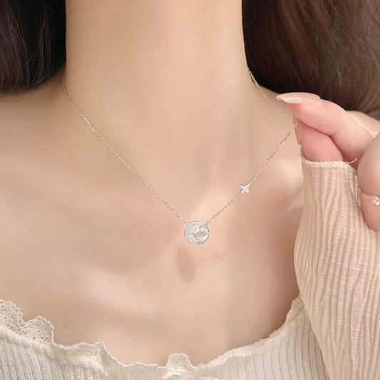 S925 Sterling Silver Star Moon Necklace Women's Necklace