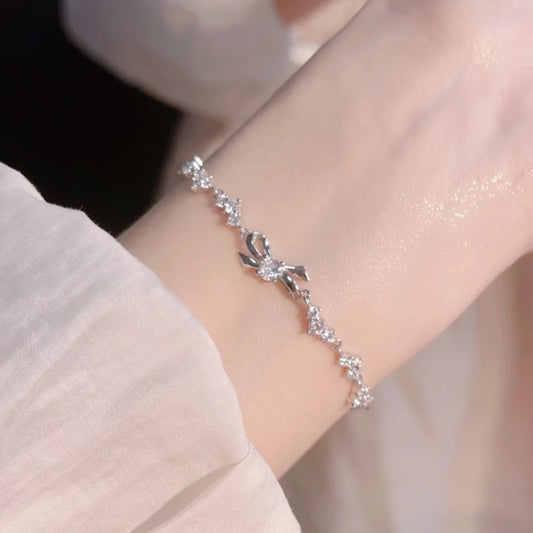 S925 Sterling Silver Bow Bracelet for Ladies Light Luxury Minority Exquisite And High-grade