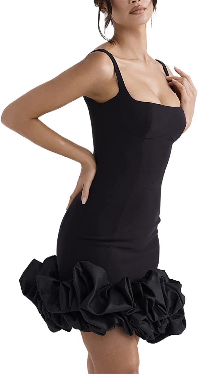 Women's Fashion Suspender Ruffle Dress
