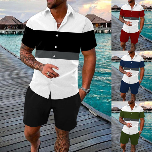 Men Fashion Summer Lapels Shirt Outfit